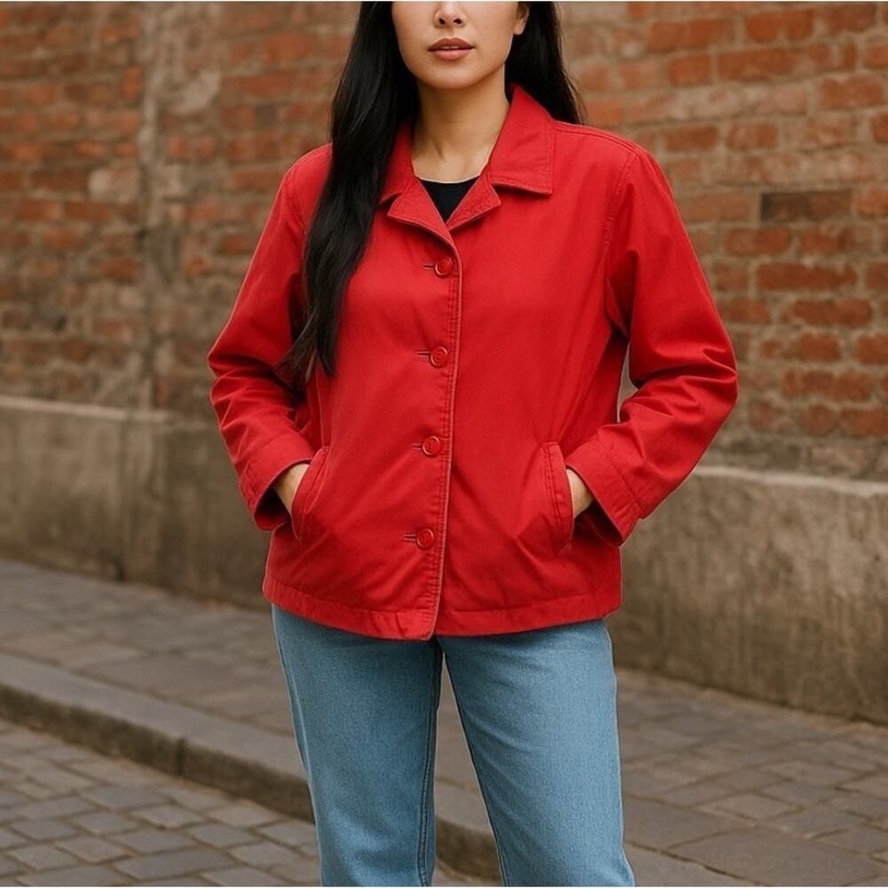 90s Vintage Red Button Collared Jacket Size 2X